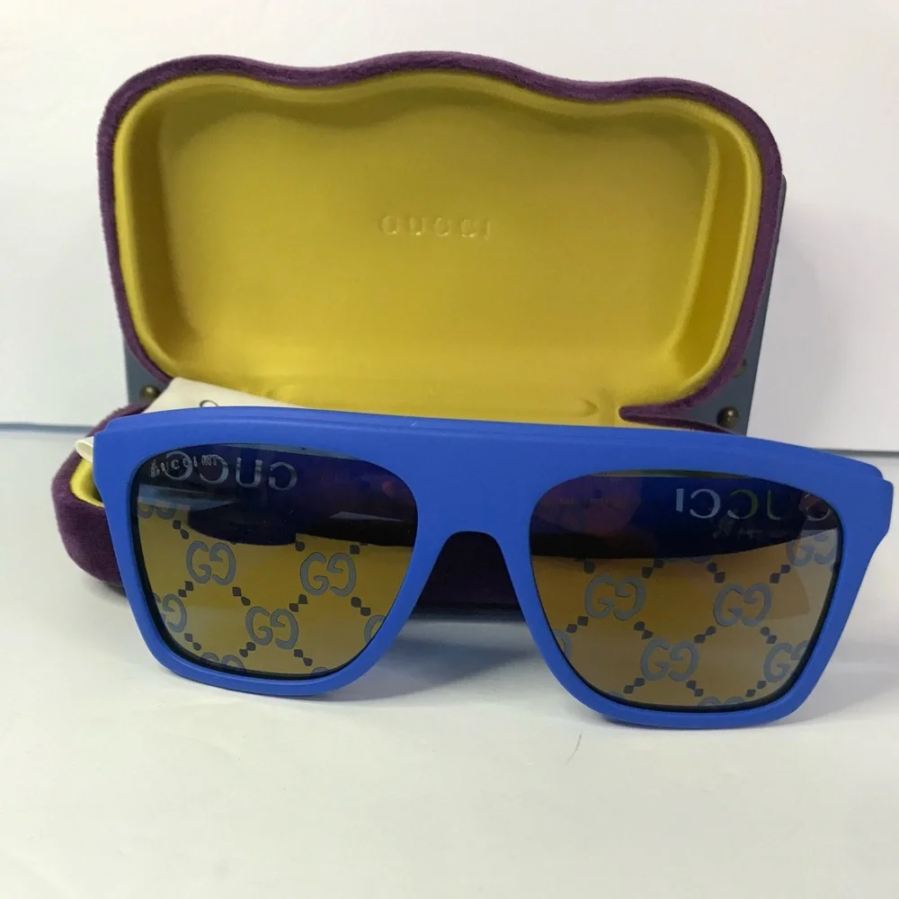 💯 Authentic - NEW Gucci GG1570S - 004 Blue Sunglasses